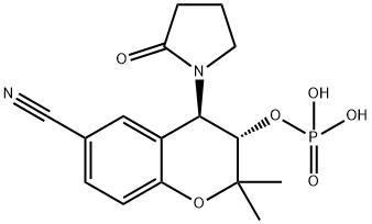 2H-1-Benzopyran-6-carbonitrile, 3,4-dihydro-2,2-dimethyl-4-(2-oxo-1-pyrrolidinyl)-3-(phosphonooxy)-, (3S,4R)- Structure