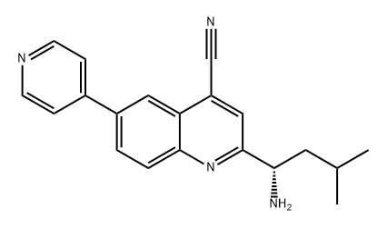 4-Quinolinecarbonitrile, 2-[(1S)-1-amino-3-methylbutyl]-6-(4-pyridinyl)- Structure