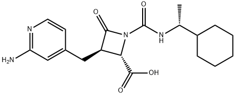 2-Azetidinecarboxylic acid, 3-[(2-amino-4-pyridinyl)methyl]-1-[[[(1R)-1-cyclohexylethyl]amino]carbonyl]-4-oxo-, (2S,3R)- Structure