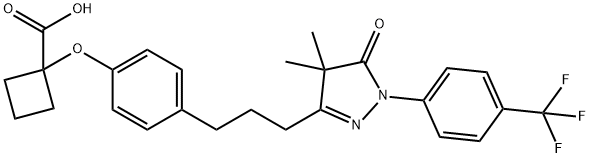 Cyclobutanecarboxylic acid, 1-[4-[3-[4,5-dihydro-4,4-dimethyl-5-oxo-1-[4-(trifluoromethyl)phenyl]-1H-pyrazol-3-yl]propyl]phenoxy]- Structure