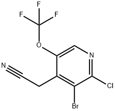 3-Bromo-2-chloro-5-(trifluoromethoxy)pyridine-4-acetonitrile Structure