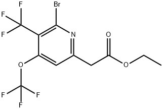 Ethyl 2-bromo-4-(trifluoromethoxy)-3-(trifluoromethyl)pyridine-6-acetate Structure