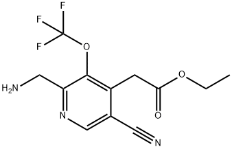 Ethyl 2-(aminomethyl)-5-cyano-3-(trifluoromethoxy)pyridine-4-acetate 구조식 이미지