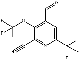 2-Cyano-3-(trifluoromethoxy)-6-(trifluoromethyl)pyridine-4-carboxaldehyde Structure