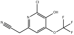 2-Chloro-3-hydroxy-4-(trifluoromethoxy)pyridine-6-acetonitrile Structure