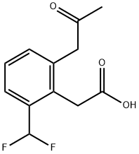 2-(Difluoromethyl)-6-(2-oxopropyl)phenylacetic acid Structure