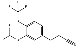 3-(3-(Difluoromethoxy)-4-(trifluoromethoxy)phenyl)propanenitrile Structure