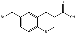 3-(5-(Bromomethyl)-2-(methylthio)phenyl)propanoic acid Structure