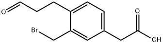 3-(Bromomethyl)-4-(3-oxopropyl)phenylacetic acid Structure