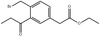 Ethyl 4-(bromomethyl)-3-propionylphenylacetate 구조식 이미지