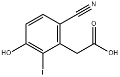 6-Cyano-3-hydroxy-2-iodophenylacetic acid 구조식 이미지