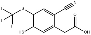 2-Cyano-5-mercapto-4-(trifluoromethylthio)phenylacetic acid Structure