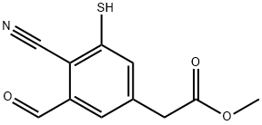 Methyl 4-cyano-3-formyl-5-mercaptophenylacetate Structure