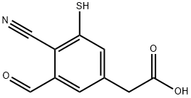 4-Cyano-3-formyl-5-mercaptophenylacetic acid Structure