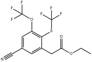 Ethyl 5-cyano-3-trifluoromethoxy-2-(trifluoromethylthio)phenylacetate Structure