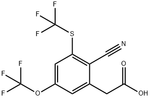 2-Cyano-5-trifluoromethoxy-3-(trifluoromethylthio)phenylacetic acid Structure