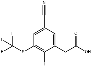 5-Cyano-2-iodo-3-(trifluoromethylthio)phenylacetic acid Structure