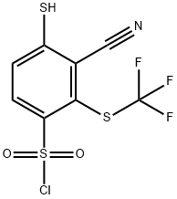 3-Cyano-4-mercapto-2-(trifluoromethylthio)benzenesulfonylchloride Structure