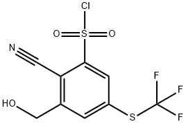 2-Cyano-3-hydroxymethyl-5-(trifluoromethylthio)benzenesulfonylchloride Structure