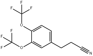 (3,4-Bis(trifluoromethoxy)phenyl)propanenitrile Structure