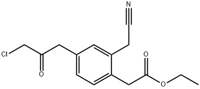 Ethyl 4-(3-chloro-2-oxopropyl)-2-(cyanomethyl)phenylacetate Structure