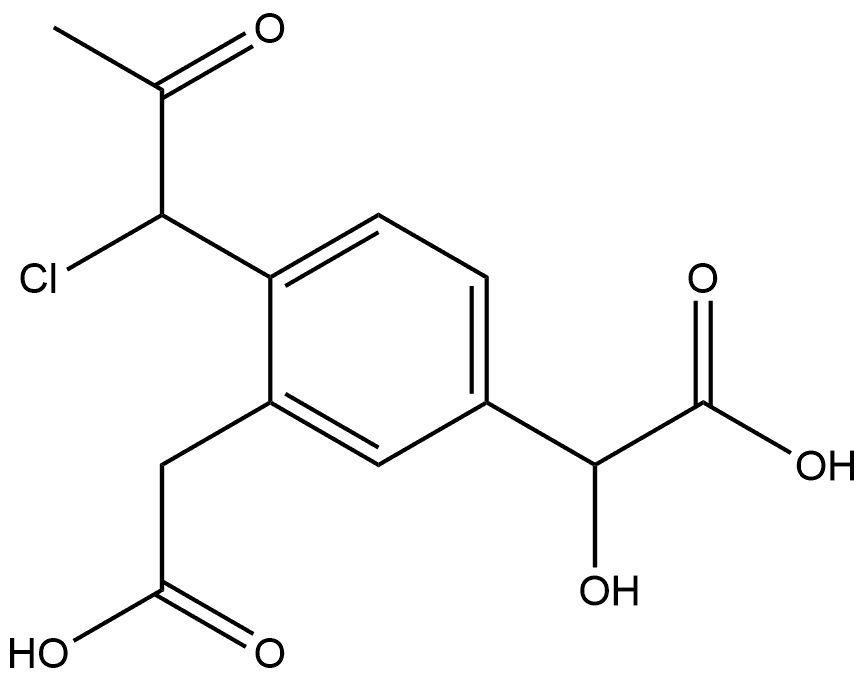 3-(Carboxymethyl)-4-(1-chloro-2-oxopropyl)mandelic acid Structure