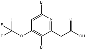 3,6-Dibromo-4-(trifluoromethoxy)pyridine-2-acetic acid Structure