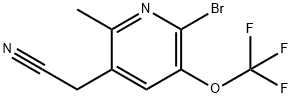 2-Bromo-6-methyl-3-(trifluoromethoxy)pyridine-5-acetonitrile Structure