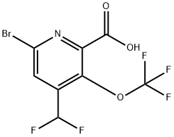 6-Bromo-4-(difluoromethyl)-3-(trifluoromethoxy)pyridine-2-carboxylic acid Structure