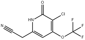 3-Chloro-2-hydroxy-4-(trifluoromethoxy)pyridine-6-acetonitrile Structure