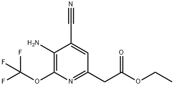 Ethyl 3-amino-4-cyano-2-(trifluoromethoxy)pyridine-6-acetate Structure