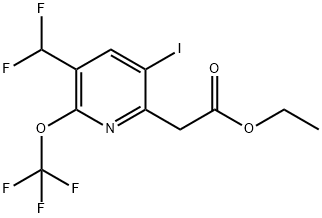 Ethyl 3-(difluoromethyl)-5-iodo-2-(trifluoromethoxy)pyridine-6-acetate Structure