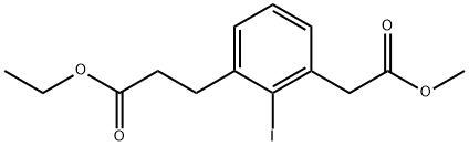 Methyl 3-(3-ethoxy-3-oxopropyl)-2-iodophenylacetate Structure