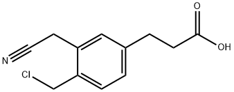 5-(2-Carboxyethyl)-2-(chloromethyl)phenylacetonitrile Structure