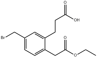 Ethyl 4-(bromomethyl)-2-(2-carboxyethyl)phenylacetate Structure