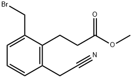 Methyl 3-(2-(bromomethyl)-6-(cyanomethyl)phenyl)propanoate 구조식 이미지