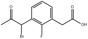 3-(1-Bromo-2-oxopropyl)-2-fluorophenylacetic acid Structure