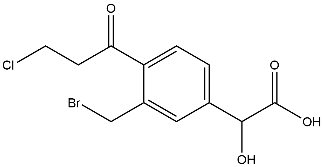 3-(Bromomethyl)-4-(3-chloropropanoyl)mandelic acid 구조식 이미지