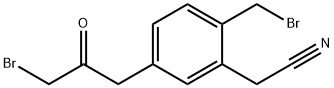 5-(3-Bromo-2-oxopropyl)-2-(bromomethyl)phenylacetonitrile 구조식 이미지