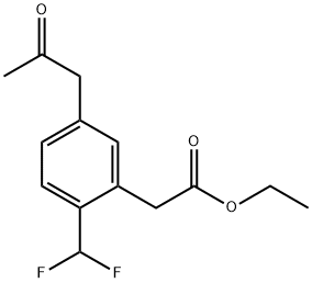 Ethyl 2-(difluoromethyl)-5-(2-oxopropyl)phenylacetate Structure