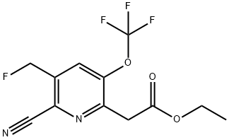 Ethyl 2-cyano-3-(fluoromethyl)-5-(trifluoromethoxy)pyridine-6-acetate 구조식 이미지