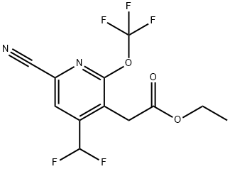 Ethyl 6-cyano-4-(difluoromethyl)-2-(trifluoromethoxy)pyridine-3-acetate Structure