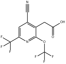 4-Cyano-2-(trifluoromethoxy)-6-(trifluoromethyl)pyridine-3-acetic acid Structure