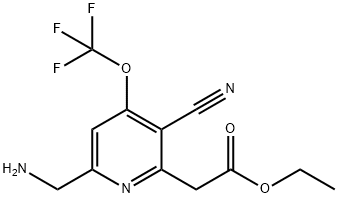 Ethyl 6-(aminomethyl)-3-cyano-4-(trifluoromethoxy)pyridine-2-acetate Structure