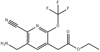 Ethyl 3-(aminomethyl)-2-cyano-6-(trifluoromethoxy)pyridine-5-acetate Structure