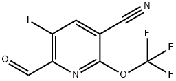 3-Cyano-5-iodo-2-(trifluoromethoxy)pyridine-6-carboxaldehyde Structure