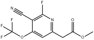 Methyl 3-cyano-2-fluoro-4-(trifluoromethoxy)pyridine-6-acetate Structure