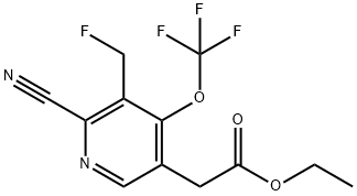 Ethyl 2-cyano-3-(fluoromethyl)-4-(trifluoromethoxy)pyridine-5-acetate Structure