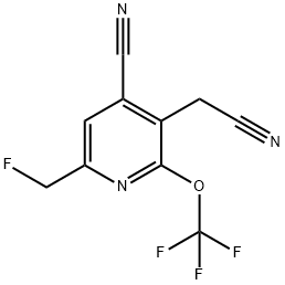 4-Cyano-6-(fluoromethyl)-2-(trifluoromethoxy)pyridine-3-acetonitrile Structure