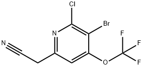 3-Bromo-2-chloro-4-(trifluoromethoxy)pyridine-6-acetonitrile Structure